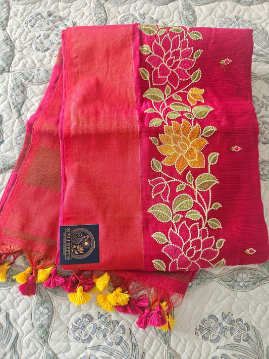 Bengal Cotton with Thread work - Grey Multi Bel
