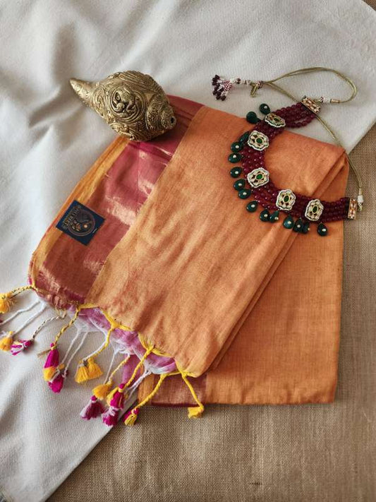 MulMul with Jasi Border - Orange
