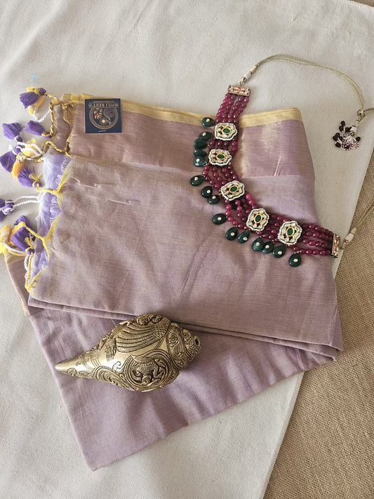 MulMul with Jasi Border - Purple Mul