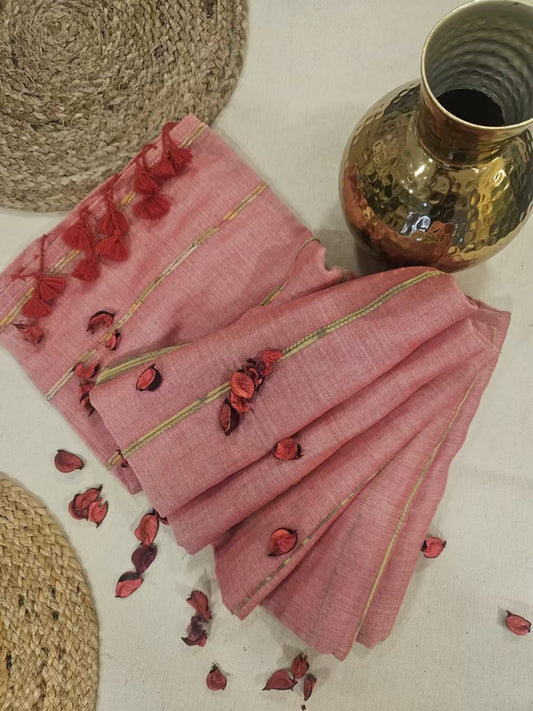 Mul Woven Saree - Gajri M Woven
