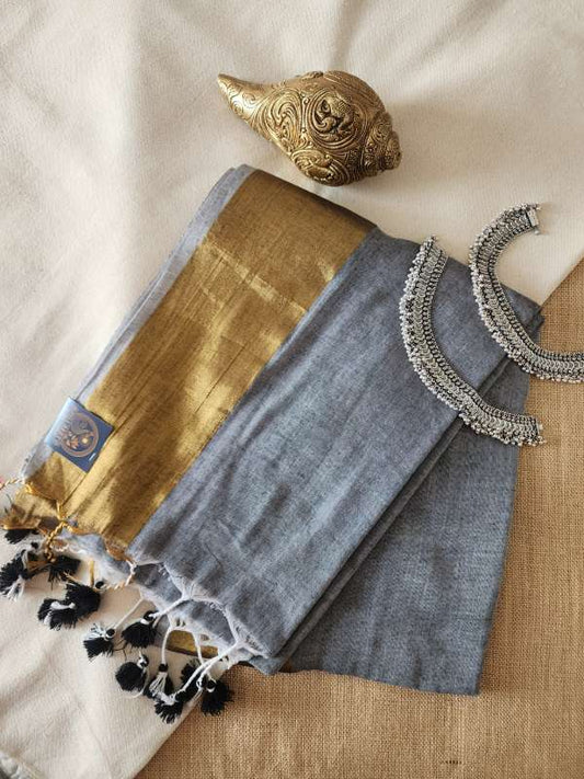 MulMul with Jasi Border - Grey
