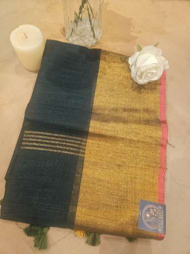 Handloon Zaari Border - Bottel Green H Zari